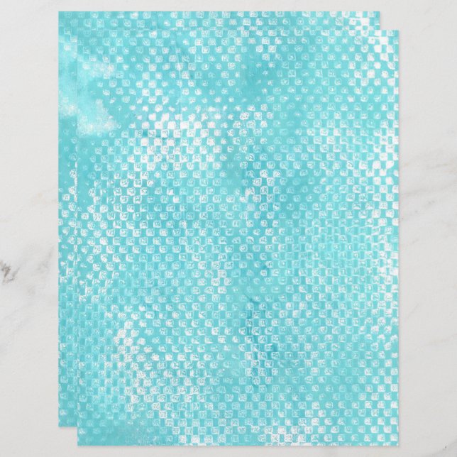 Textura Retângulo Turquesa Teal Papel Scrapbook (Frente/Verso)