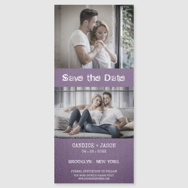 Textura Têxtil Roxa Envolvida Casal Romântico (Frente)