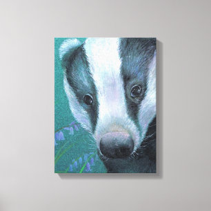 Texugo no impressão das canvas das madeiras do