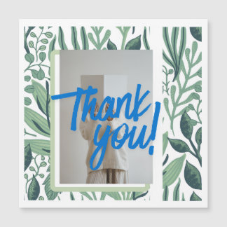 Thank You Botanical Greenery Card with Blue Brush 