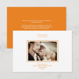 Thank You Orange Chic Newlyweds Photo Wedding