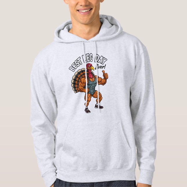 Thanksgiving Leg Day Adult Pullover Hoodie (Frente)