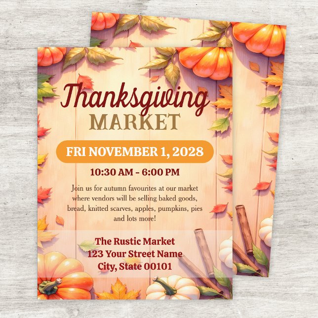 Thanksgiving Market Autumn Event Flyer Template (Criador carregado)