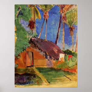 'Thatched Hut under Palms' - Impressão de Paul Ga