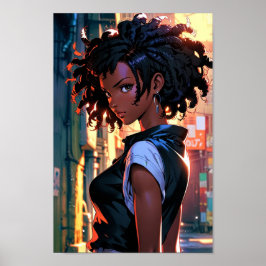 The Afro Heroine Manga Poster Affiche