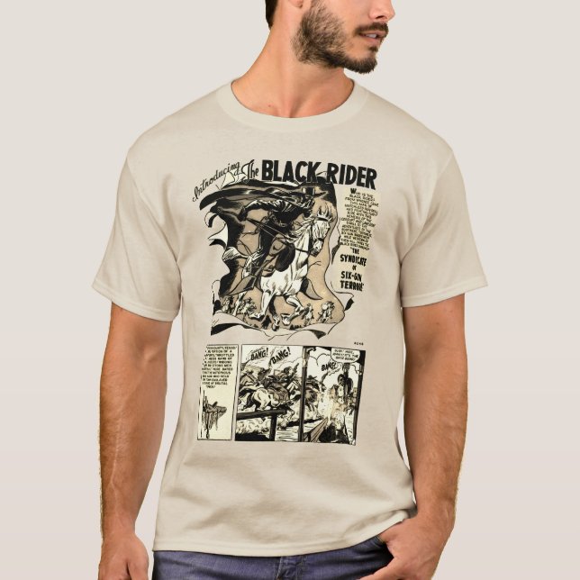 "The Black Rider" Action Comic Strip T-Shirt (Frente)