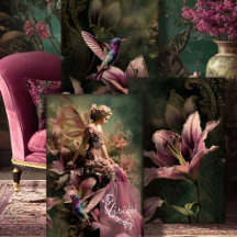 The Lily Fairy Tale Fantasy Hummingbird & Floral