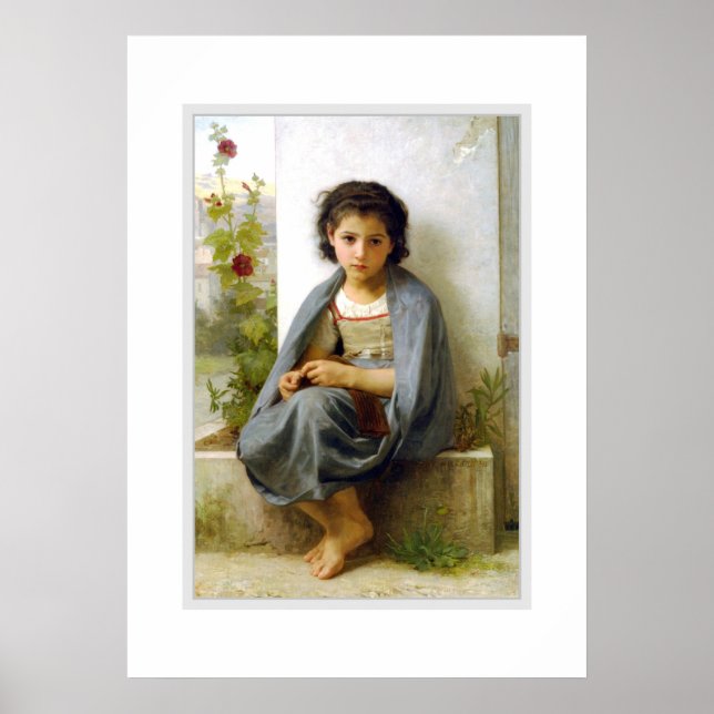 The Little Knitter 1882, Poster Bouguereau (Frente)