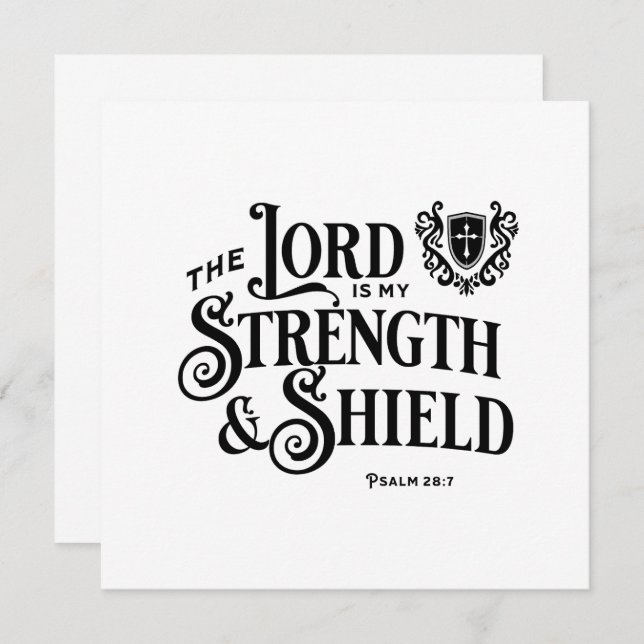 The Lord is My Strength Scripture Flat Note Card (Frente/Verso)