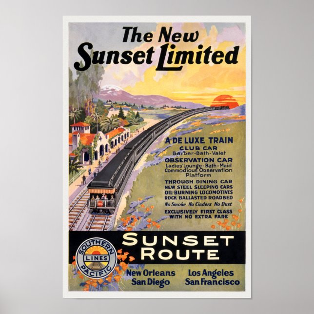 The New Sunset Limited Poster vintage 1924 (Frente)