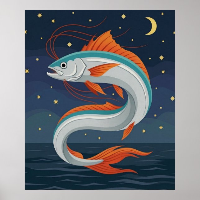 The Oarfish Tarot Card Poster with Crescent Moon a (Frente)
