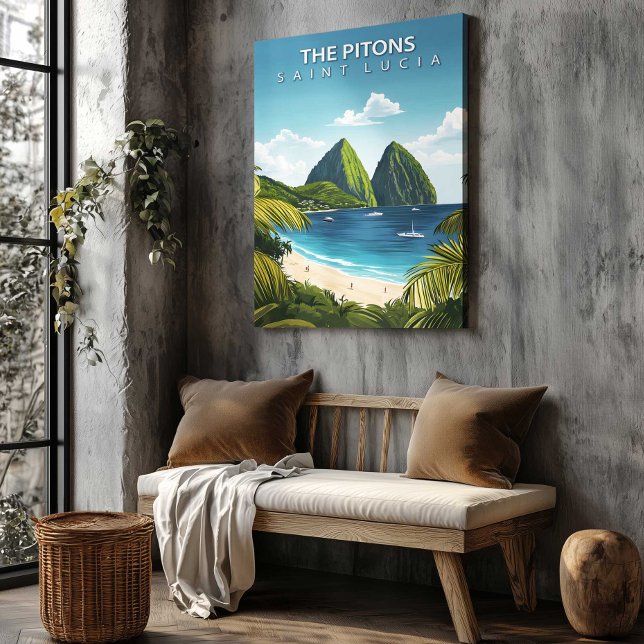 The Pitons St Lucia Travel Canvas Wall Decor (The Pitons St Lucia Travel Canvas Wall Decor by TinkPrints.)