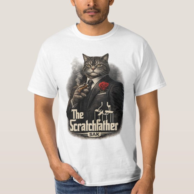 The Scratchfather | Mafia Cat Parody T-Shirt | SAK (Frente)