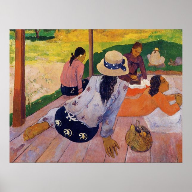 "The Siesta" - Paul Gauguin Impressão (Frente)