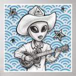 'The Space Cowboy' art impressão -(pop surreal sci<br><div class="desc">Impressão de poster de de cor de grande cheio de meu trabalho de arte de mídia mista 'The Space Cowboy'. Excelente qualidade de impressão e pronta para enquadramento. Adicione um salto de surrealismo de desenho animado a suas paredes hoje!</div>