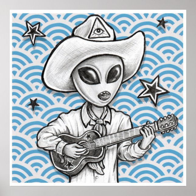 'The Space Cowboy' art impressão -(pop surreal sci (Frente)