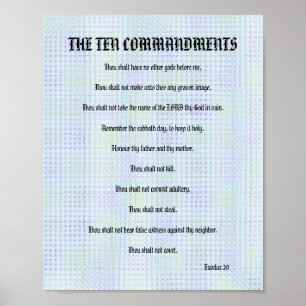 The Ten Commandments - Blue Grid Poster