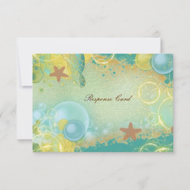 Thema do casamento em praia ~ resposta cartão rsvp (Frente)