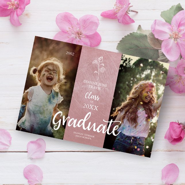 Then & Now  Rose Graduation Photo Metal Texture (Criador carregado)