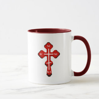 Theotokos com ícone da criança e a caneca