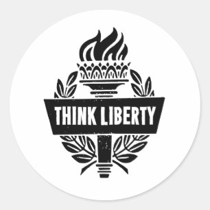 Think Liberty - Logotipo de tocha - Adesivo branco