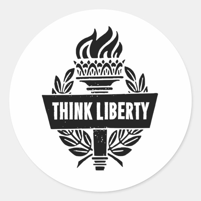 Think Liberty - Logotipo de tocha - Adesivo branco (Frente)