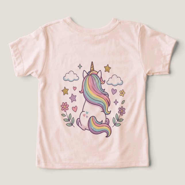 This is a T-shirt with a cute unicorn. (Verso do Design )