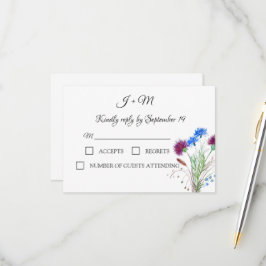Thistle Floral Scottish Watercolor Weding RSVP
