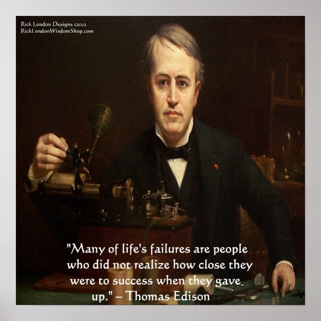 Thomas Edison "B4 Success" Wisdom Cote Poster (Frente)
