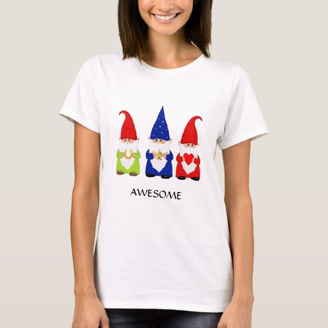 Three Cute Gnomes T-Shirt (Frente)