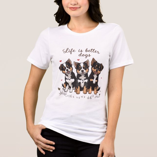 Three dogs on a t-shirt . (Frente)