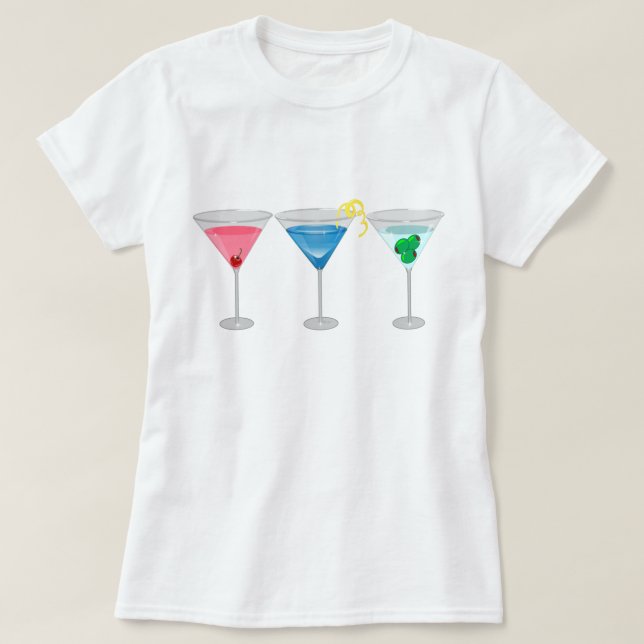 Threetinis Assorted o t-shirt dos Martinis (Frente do Design)