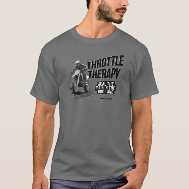 Throttle Therapy Dirt Bike T-Shirt Grey (Frente)