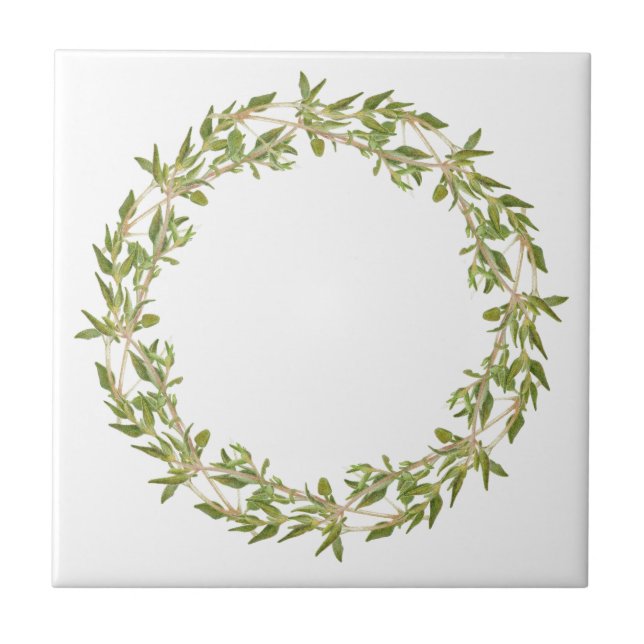 THYME WREATH Azulejo cerâmico de 4,25" (Frente)