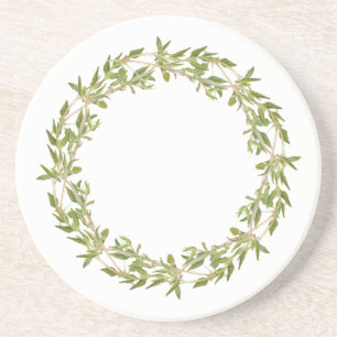 THYME WREATH Round Porta copos Sandstone