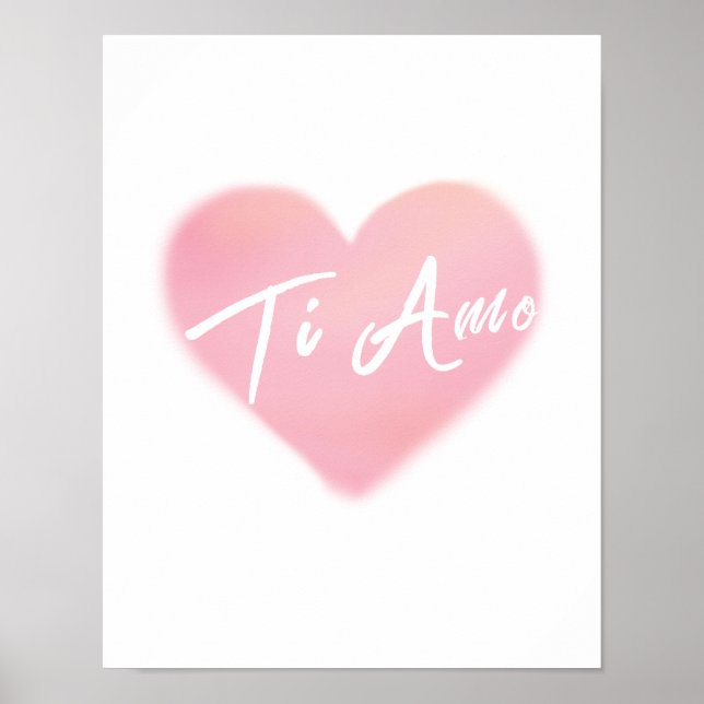 Ti Amo Heart Watercolor Art Impressão (Frente)
