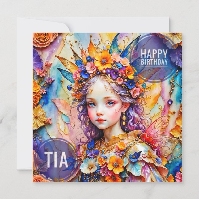TIA ~ Cartão de Aniversário ~ Flor Fada ~ (Frente)