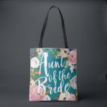 Tia da Noiva Brushing Floral Bolsa<br><div class="desc">Fundo de cor personalizado e toda a impressão com bordas florais pintadas. Tia da Noiva com um script de pincel de um lado e nome no verso. Personalizar para alterar a cor de fundo (turquesa). O preto também parece incrível. Os lindos florais pintados são Criados pelo Corte. Encontre-os no Creative...</div>