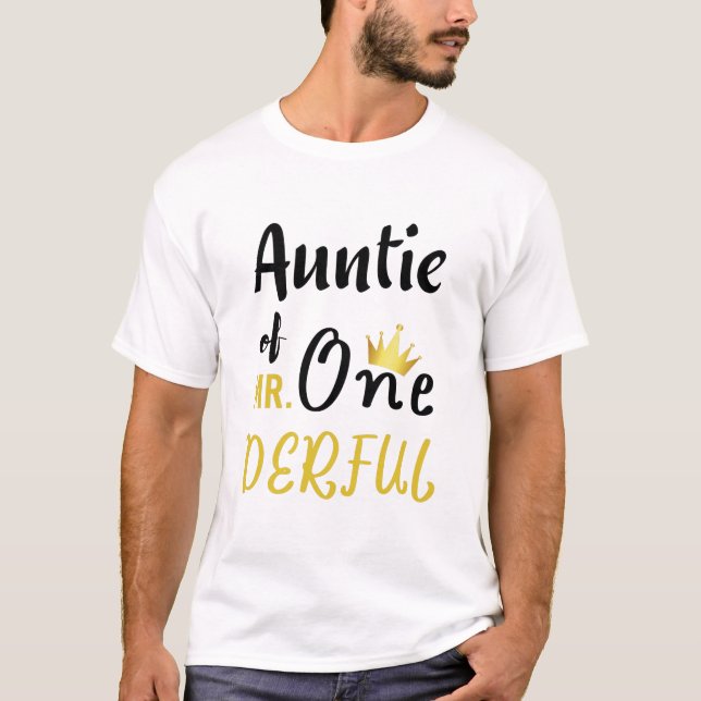 Tia do MR Onederful Camiseta Divertida de 1º Anive (Frente)