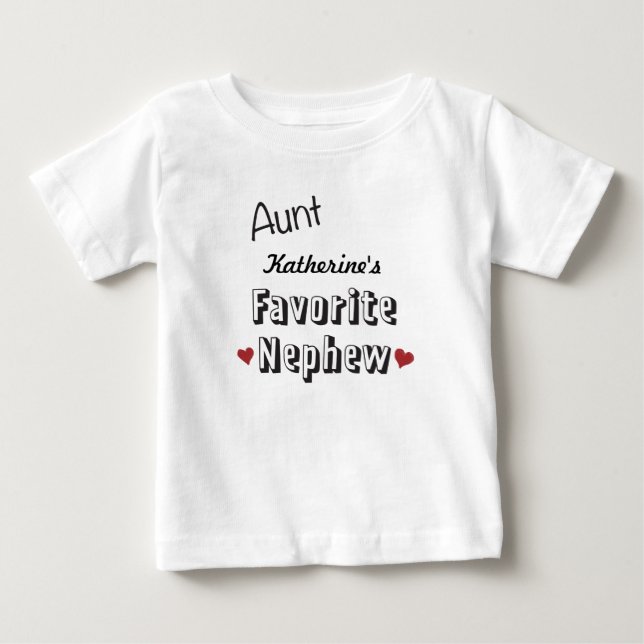 Tia Favorito Sobrinho Bebê T-shirt personalizado (Frente)