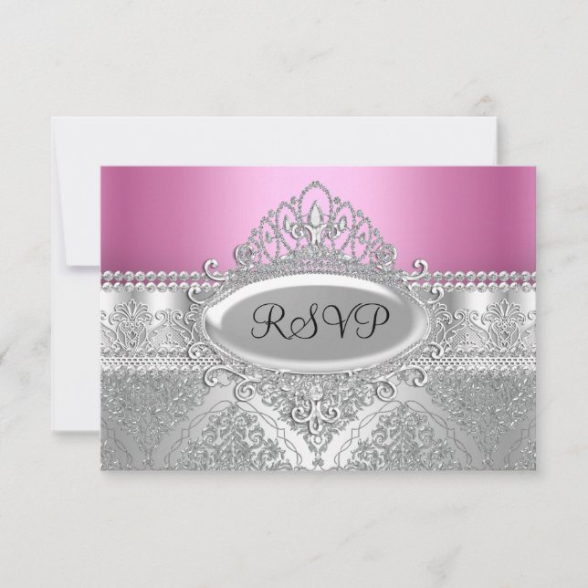 Tiara de Diamante & Damasco Prata RSVP Rosa (Frente)
