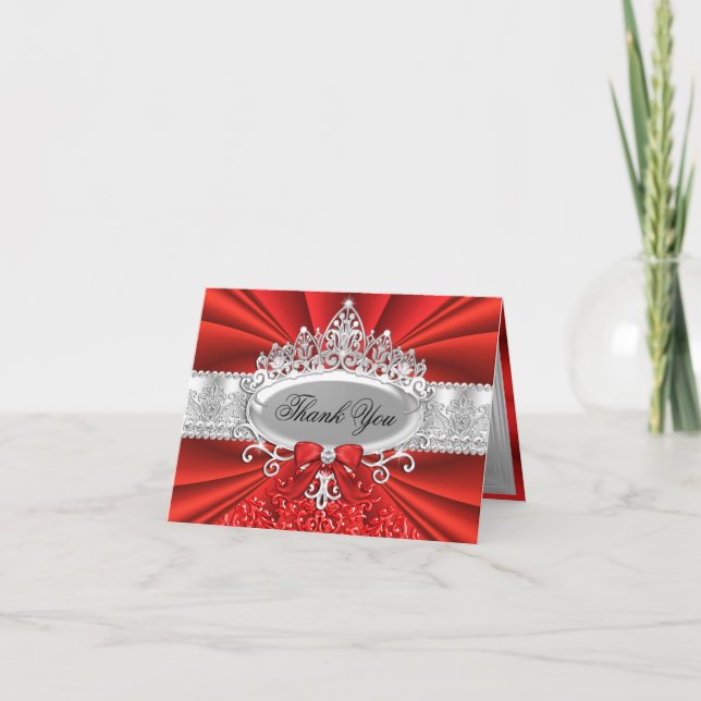 Tiara Vermelha & Carta de Agradecimento Damask (Frente)