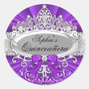 Tiaro Roxo & Adesivo de Quinceanera Damask