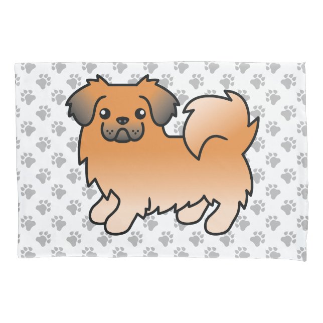 Tibetan Spaniel Sable Vermelho Cachorro de Desenho (Frente)