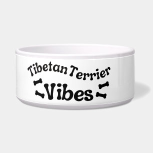 Tibetan Terrier Vibes Tigela de Cerâmica para Cach