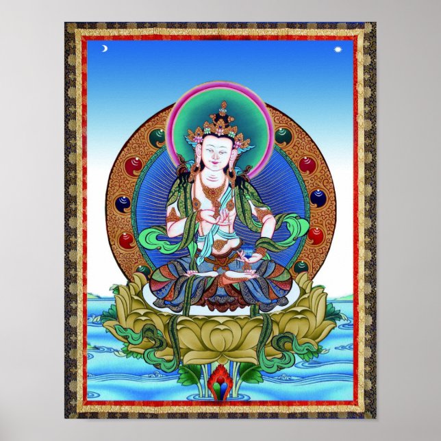 Tibetano Thangka Vajrasattva Tatto Mandala Poster (Frente)