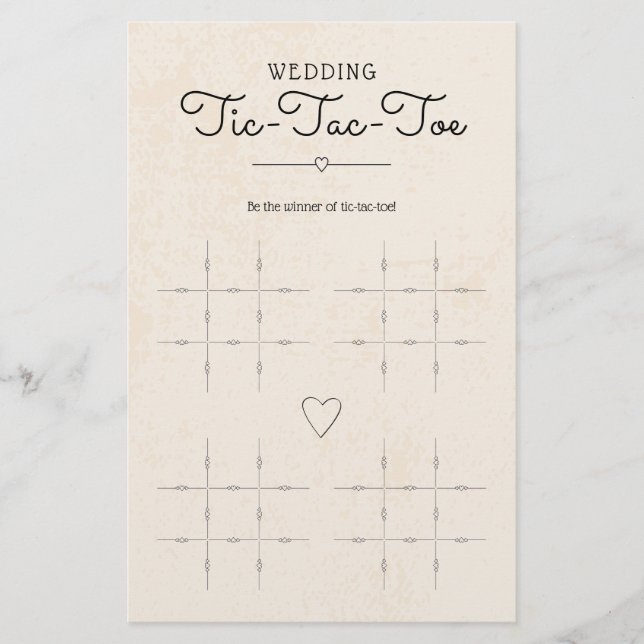 Tic-Tac-Toe de Casamento com Jogo de Mesa de Coraç (Frente)