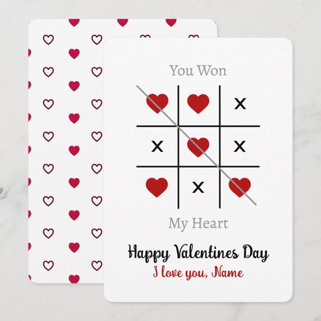 Tic-Tac-Toe: Você ganhou meu Cartão de Dia do Namo (Frente/Verso)