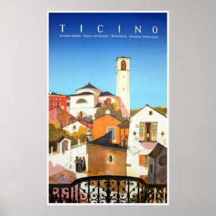 Ticino, poster das viagens vintage da suiça