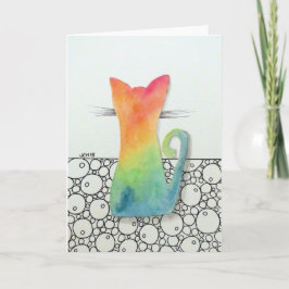 Tie Dye Cat com Cartão de Saudação de Bolhas